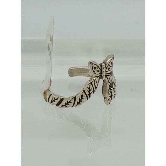 Vintage Sterling Silver Butterfly Floral Toe Ring Handcrafted Unique Boho Style - Picture 3 of 10